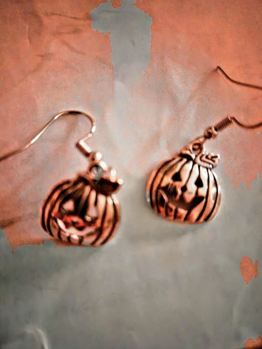 Pumpkin Dangle Earrings Pierced Silver Womens Jewelry